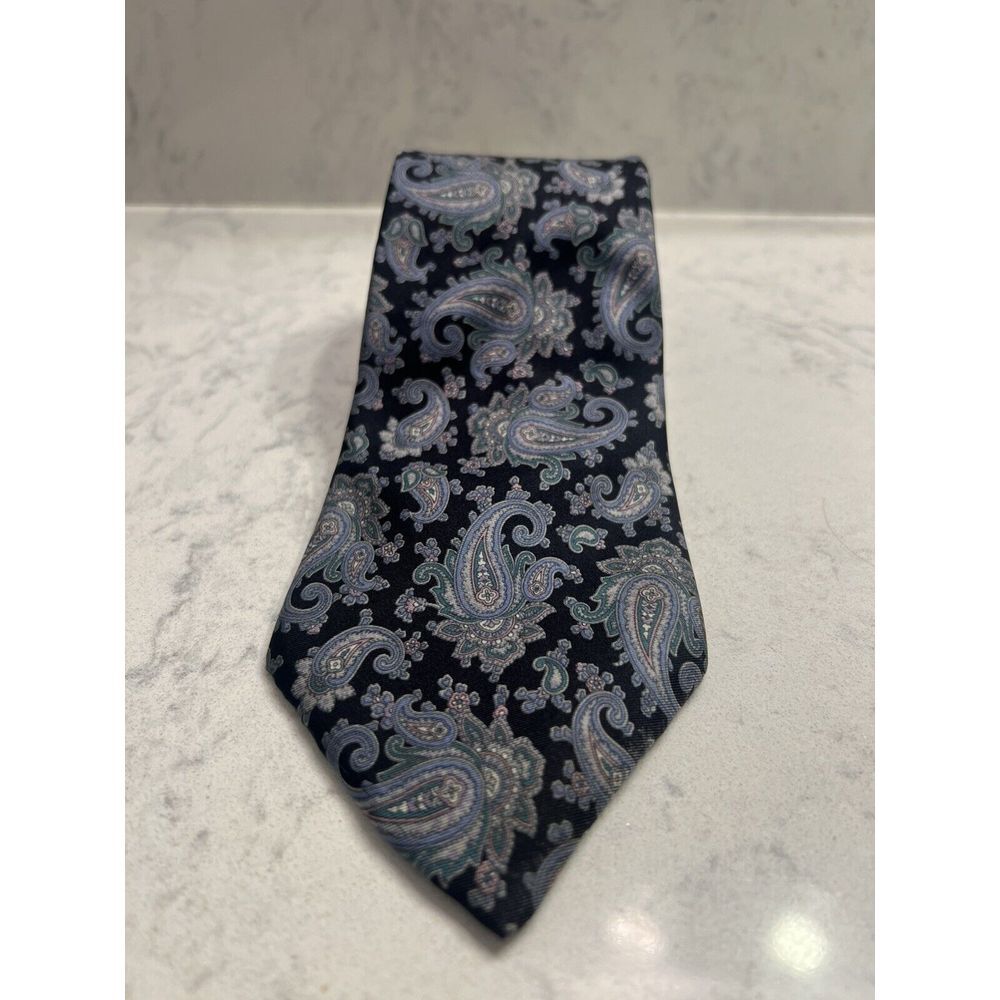 EGON VON FURSTENBERG‎ Mens Tie Black Blue Paisley